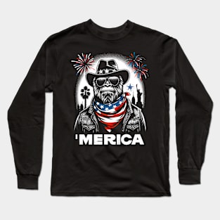 USA 'Merica Sasquatch Bigfoot 4th of July Fireworks Funny Patriotic Long Sleeve T-Shirt